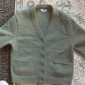 Re/done mottled Sage Green 60’s style Cardigan Sweater